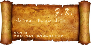 Fáncsi Kasszián névjegykártya